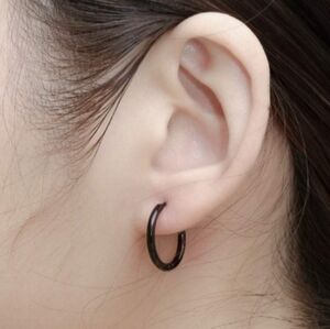 Hypoallergenic Jewelry Minimalist Jewelry Small Lightweigh Hoops Black Enameled